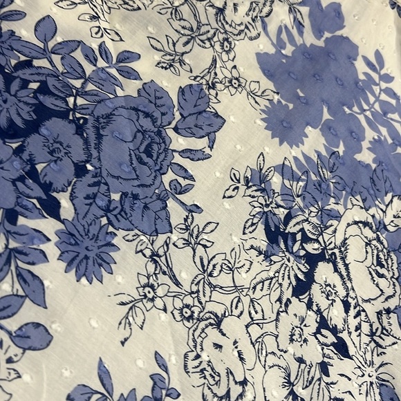 Pomodoro Blue White Swiss Dot Floral Short Sleeve Midi Dress 16 - Picture 4 of 4